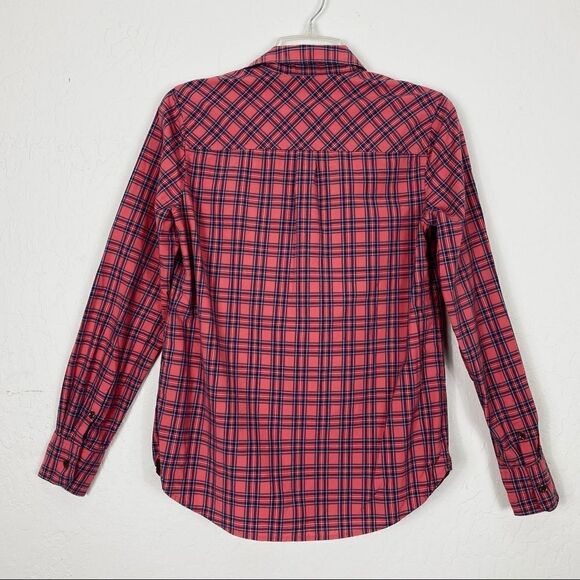 J. Crew Red Plaid Half Button Down Long Sleeve Shirt - Picture 3 of 7